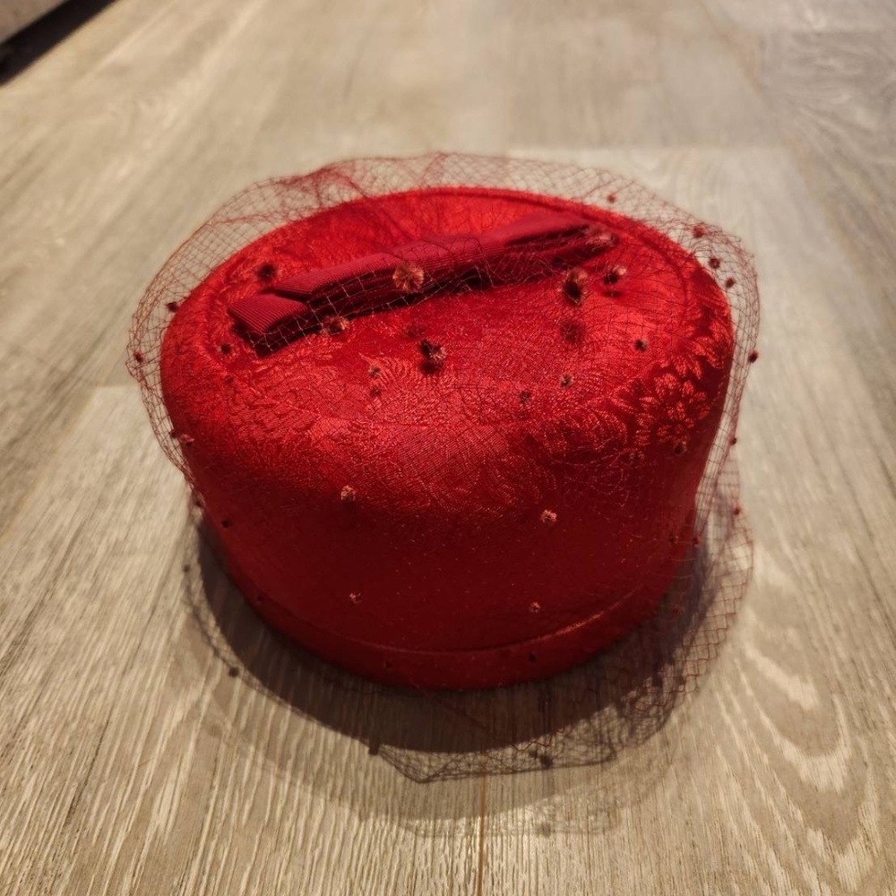 Vintage Ladies’ Red Hat with Veil